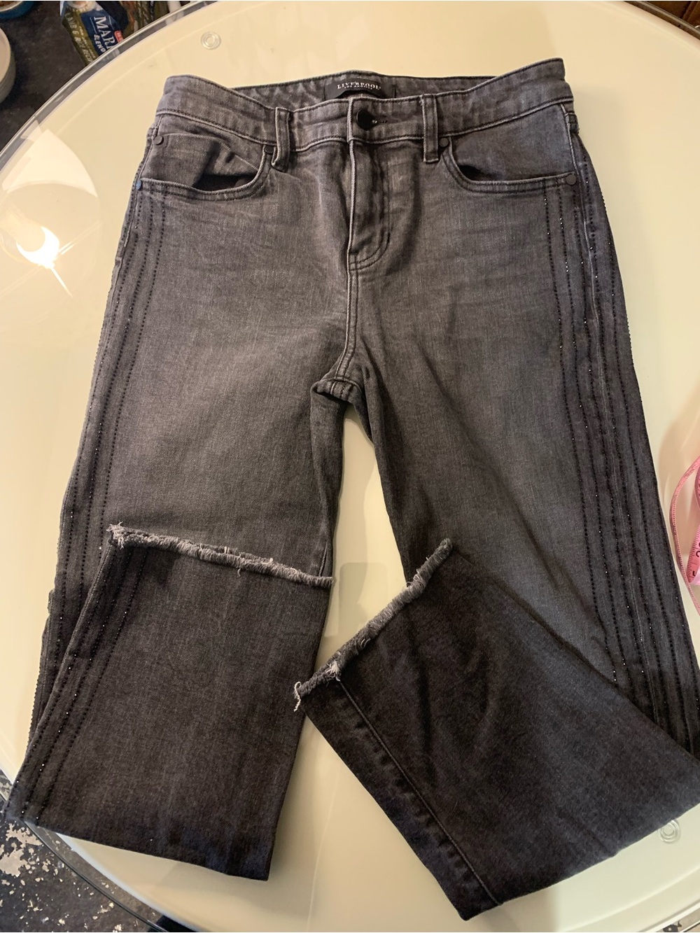 Liverpool Las Angeles Distressed Women's Jeans with jewel embellishment